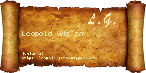 Leopold Géza névjegykártya